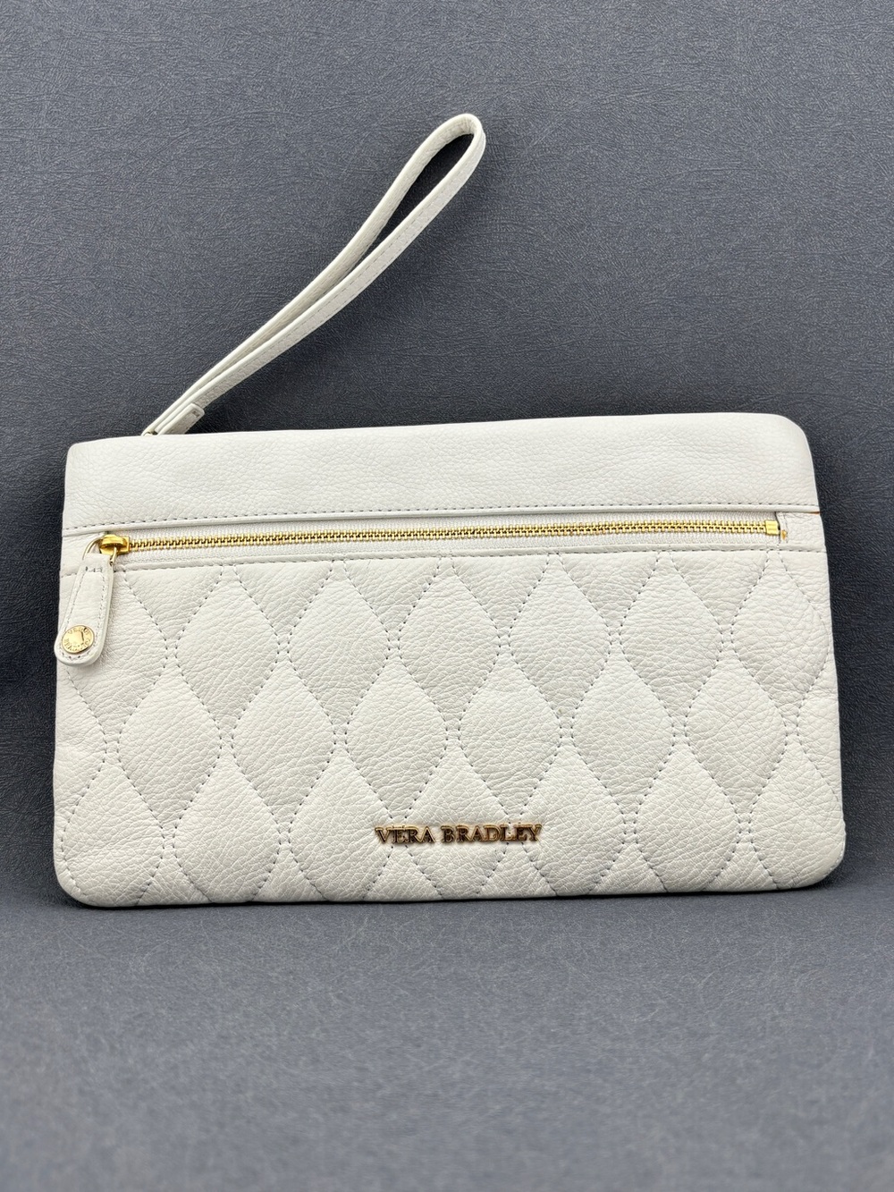 Vera Bradley Mia White Quilted Leather Wristlet